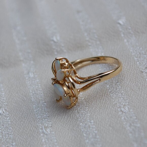 Opal and Diamond 14k Gold Ring Size 6 - Picture 14 of 14